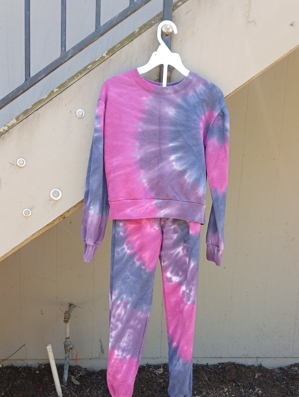 Girls Splendid Mauve-Purple Tie-Dye Sweatshirt And Sweat Pants Outfit Size 12